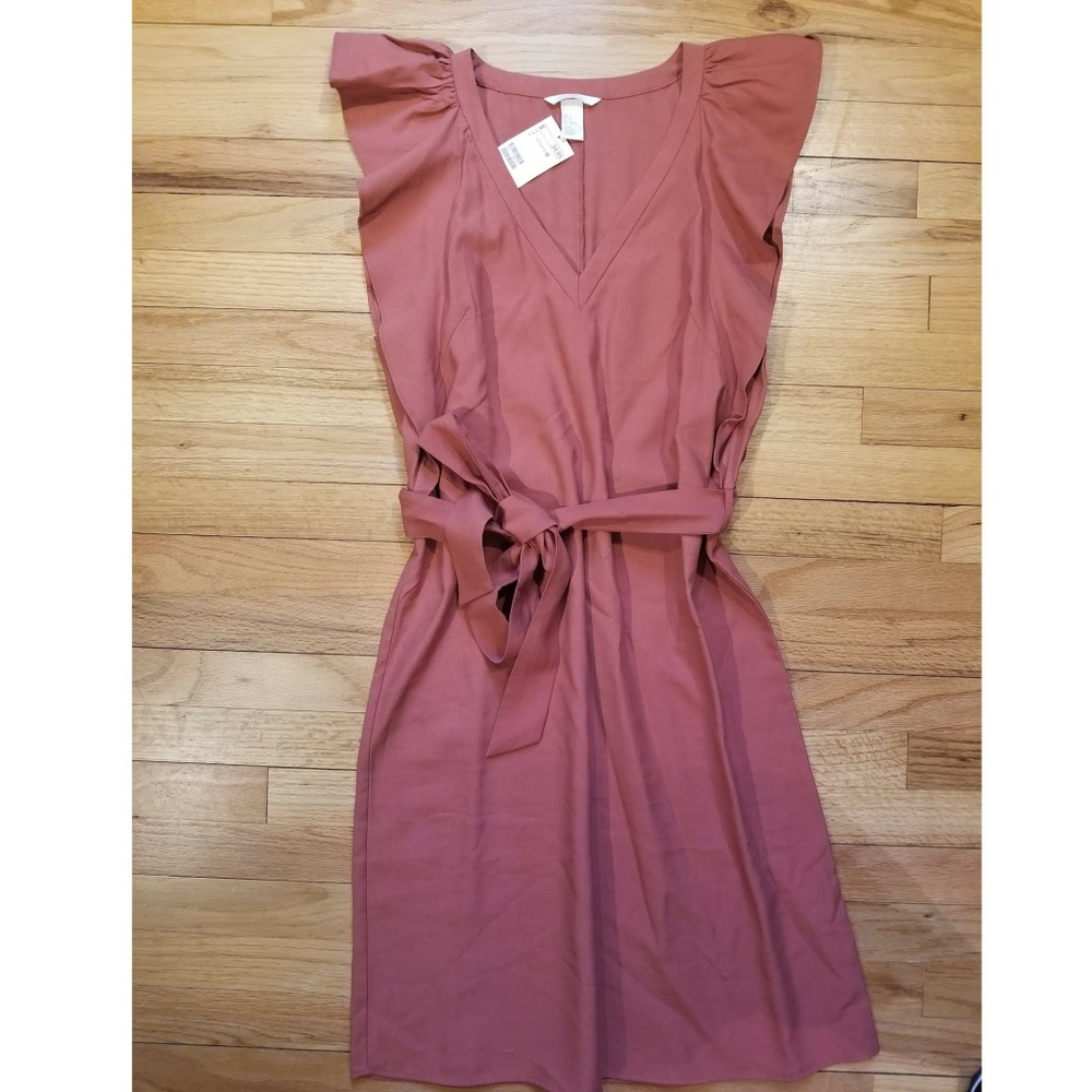 H&M Ruffle Sleeve Tie-belt Dress